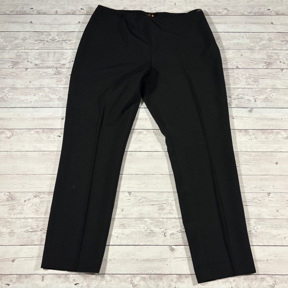 Donna Karan New York Black Straight Leg Dress Pants Side Zip Size 10